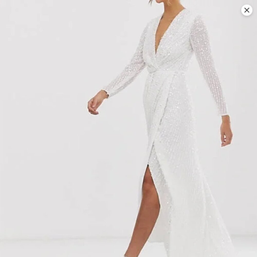 ASOS Sparkling Sequin Long Sleeve Dress- Wedding Dress